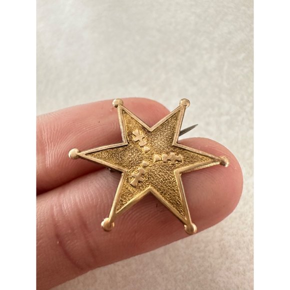 Antique Victorian stamped solid gold 6 pointed star dainty pin brooch - Picture 4 of 7